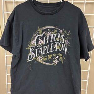 Licensed Chris Stapleton short sleeve T-Shirt size XL. Cotton. Black w/flowers